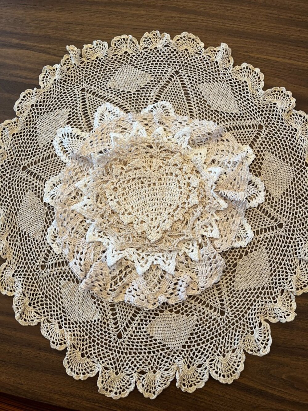 Handmade Vintage Crochet Doilies White Cream Ivory Lace Lot of 7 Shabby Chic